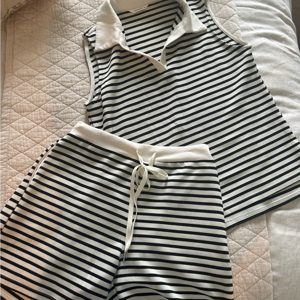 Striped Sleeveless Top and Shorts Set
